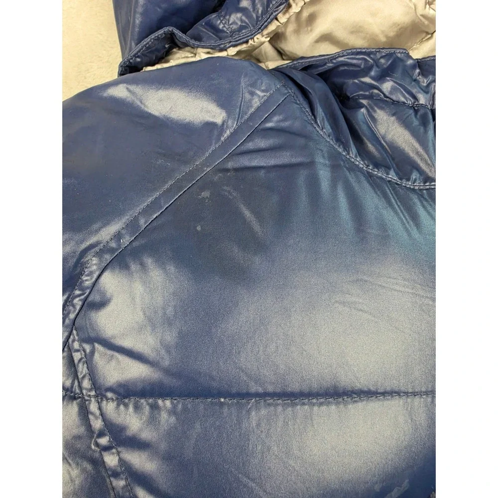 The North Face Puffer Jacket Girls‎ L 14/16 Blue Belted Goose Down 550 Hooded